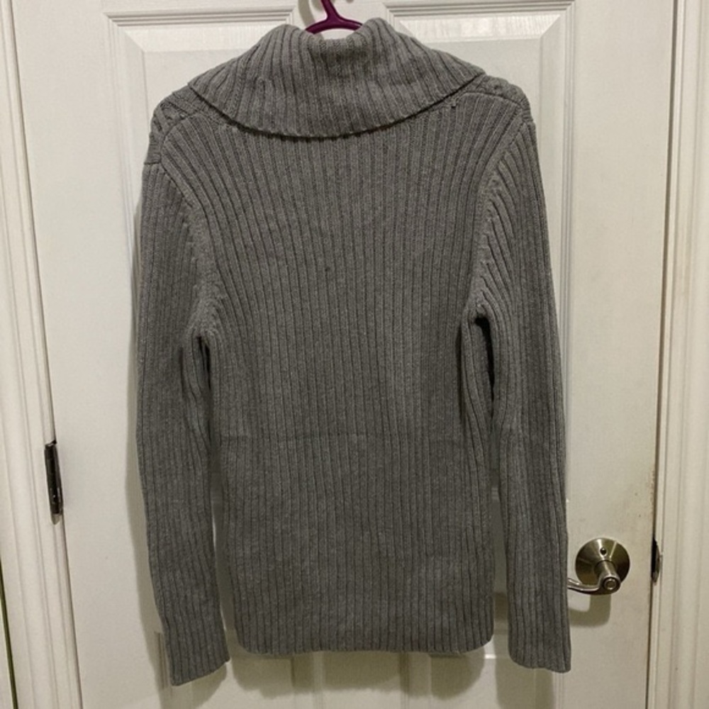 Talbots Sequinned Cable Knit Wool Blend Womens  Grey Turtleneck Sweater Size L - Picture 6 of 7